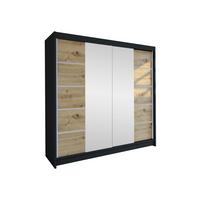 SCHWEBETÜRENSCHRANK Talin V - Silberfarben/Braun, Holzwerkstoff/Metall (180/215/58cm) - MIRJAN24