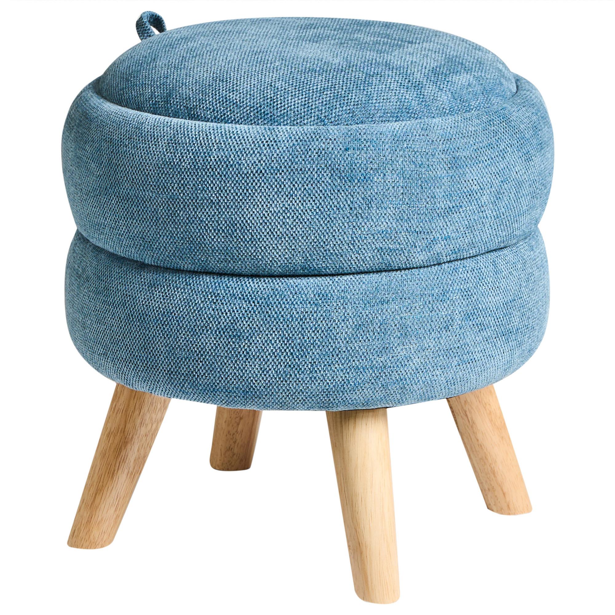 POUF mit Stauraum Chenillegewebe Blau Hawley - Blau, Textil (40/41/40cm) - Beliani