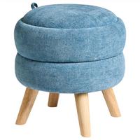 POUF mit Stauraum Chenillegewebe Blau Hawley - Blau, Textil (40/41/40cm) - Beliani