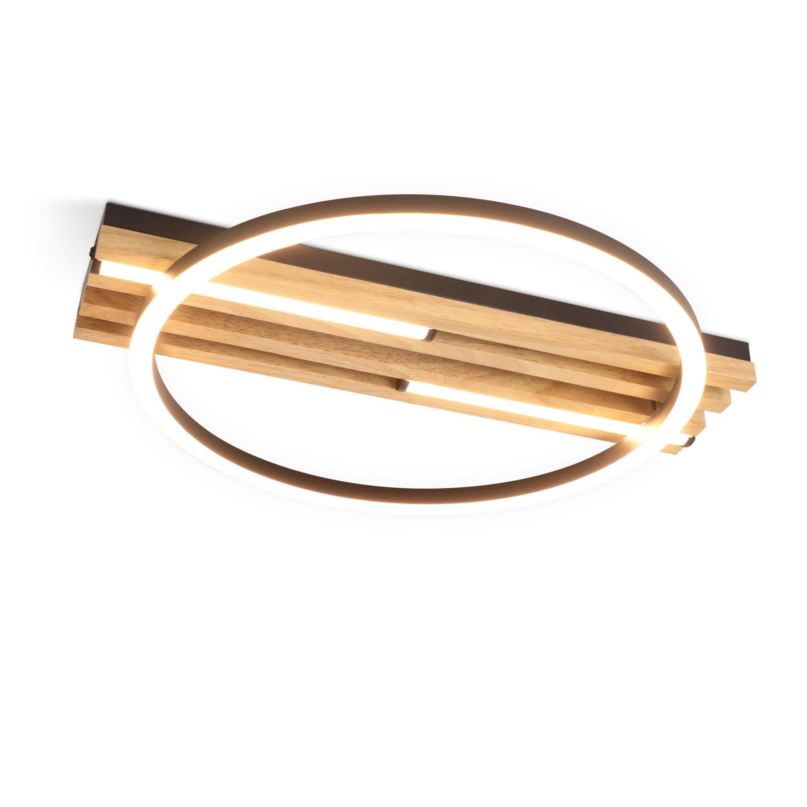 LED DECKENLEUCHTE Marenly 38/32/6.8 cm - Schwarz, Holz/Metall (38/32/6.8cm) - ZMH