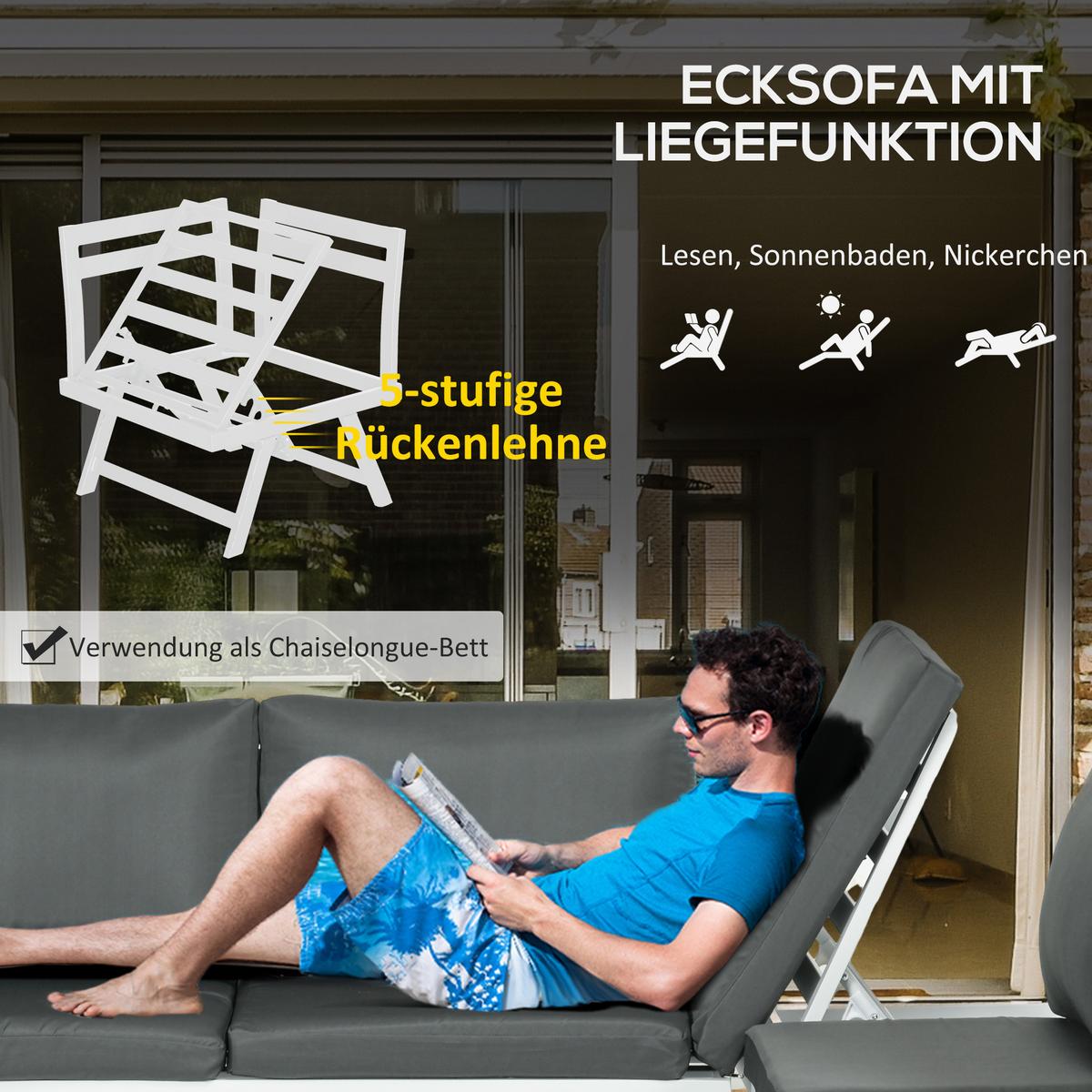 GARTENMÖBEL Set, Polyester, Grau - Grau, Kunststoff - Outsunny