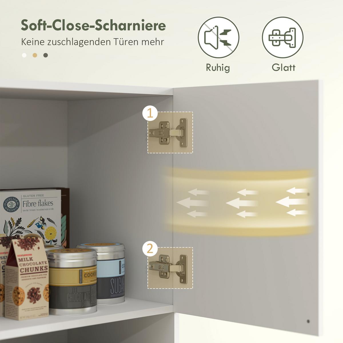 KÜCHENSCHRANK Spanlatte 79/40/175 cm Weiß - Weiß, Holzwerkstoff (40/175/79cm) - HOMCOM