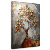 LEINWANDBILD, Grunge Baum Abstrakt grau kupferfarben - Grau, Textil (80/120cm) - Feeby