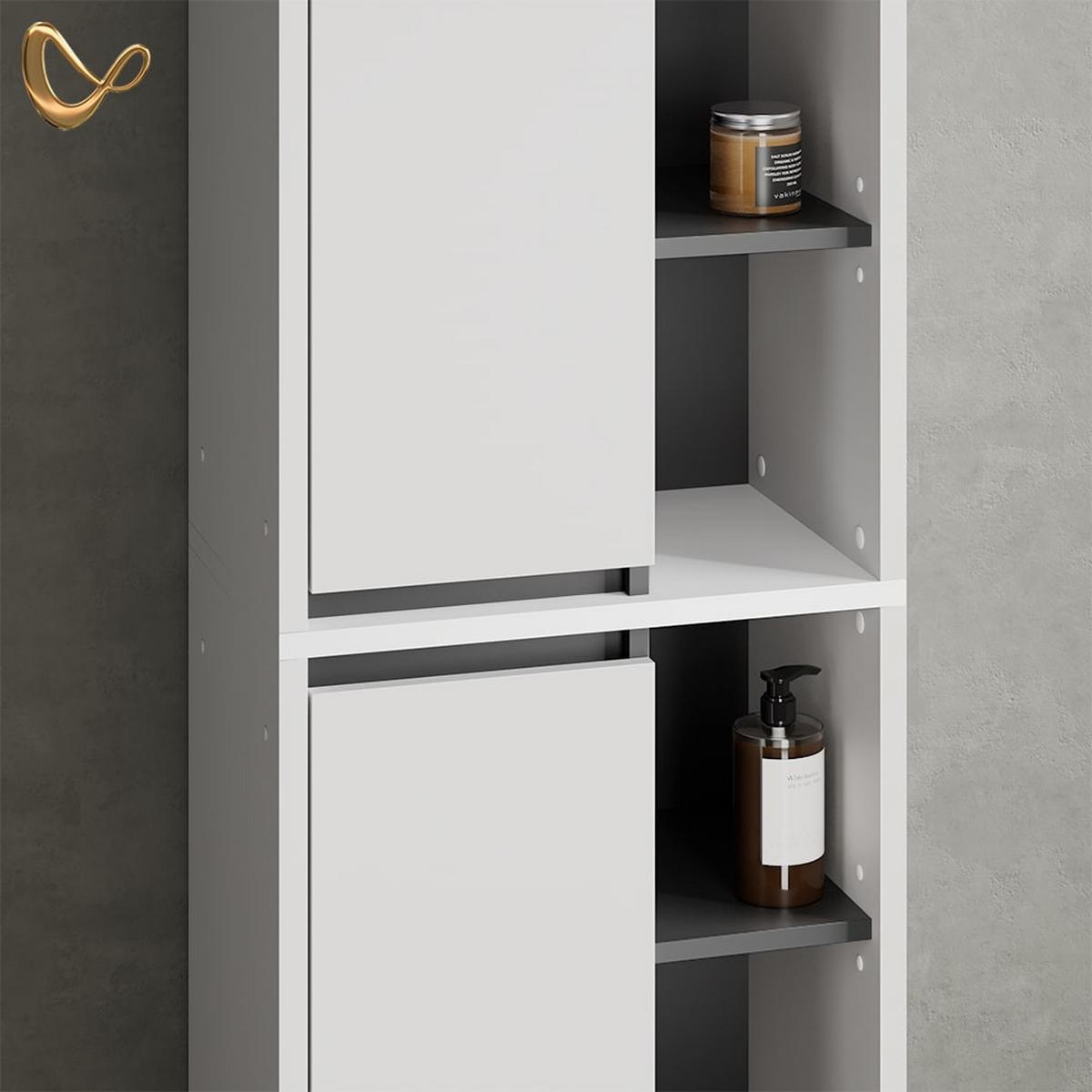 BADSCHRANK Vomano Weiß 50 x 170 cm - Weiß, Holzwerkstoff (50/170/33cm) - Livinity®