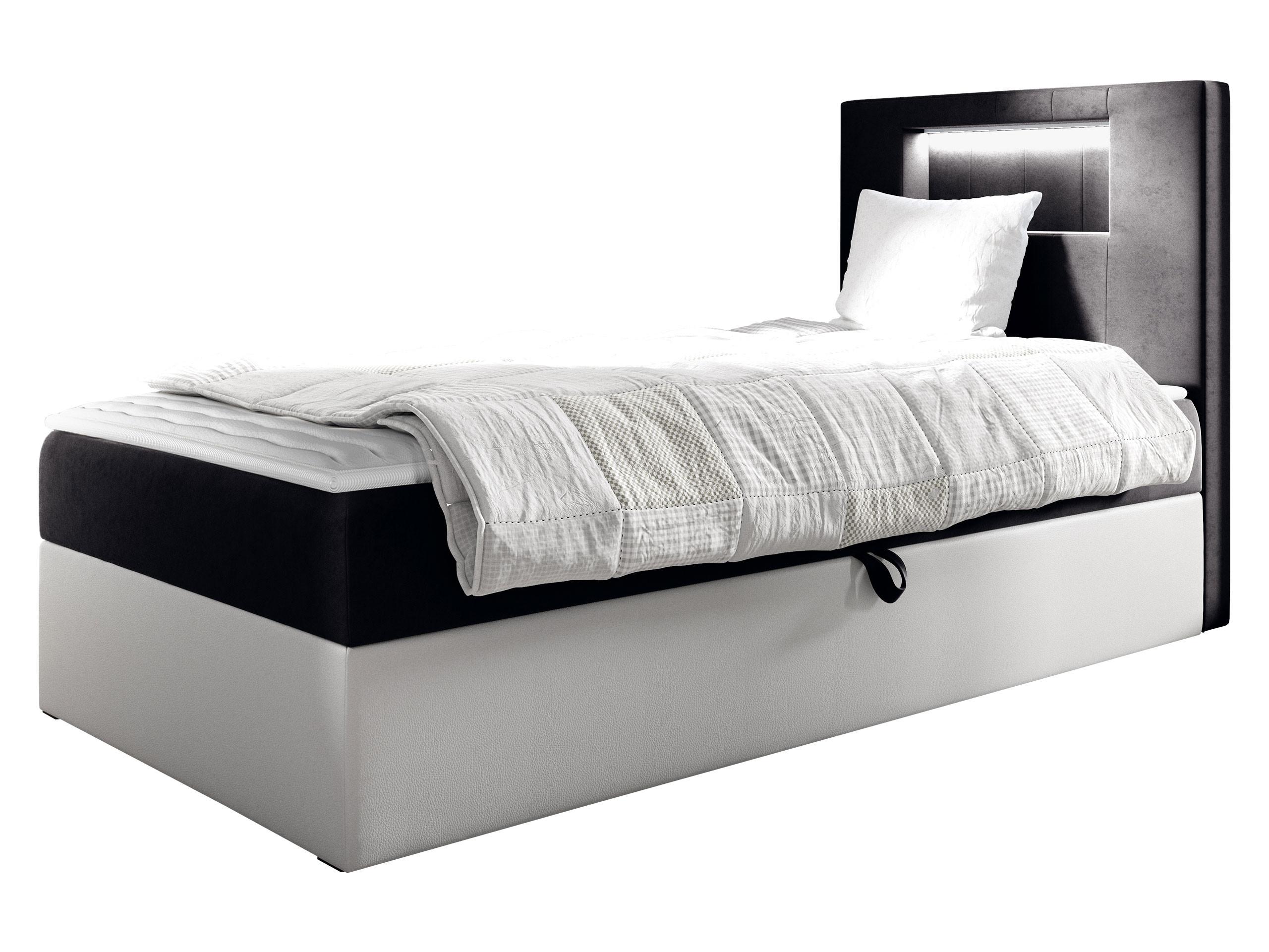 BOXBETT Gold Junior 1, Seite zum Öffnen des Bettkastens: Rechts - H3 - Schwarz/Weiß, Holz (90/200cm) - MIRJAN24