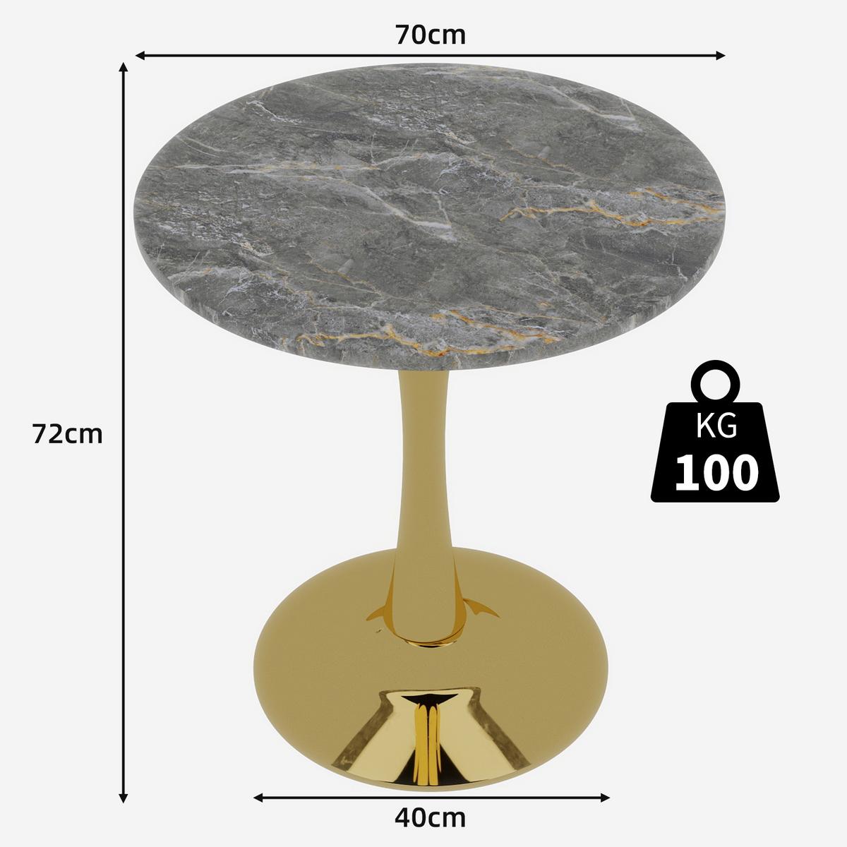 ESSTISCH Ø 70 cm Runder Marmor-Optik - Grau, Keramik (70/70/72cm) - Urban Meuble