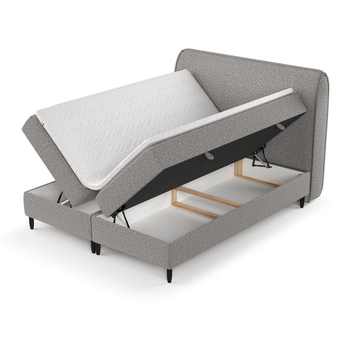 BOXBETT Lunaro 120/200 cm Grau im Bubble Stoff - Schwarz/Grau, Holz/Holzwerkstoff (120/200cm) - AltaBeds