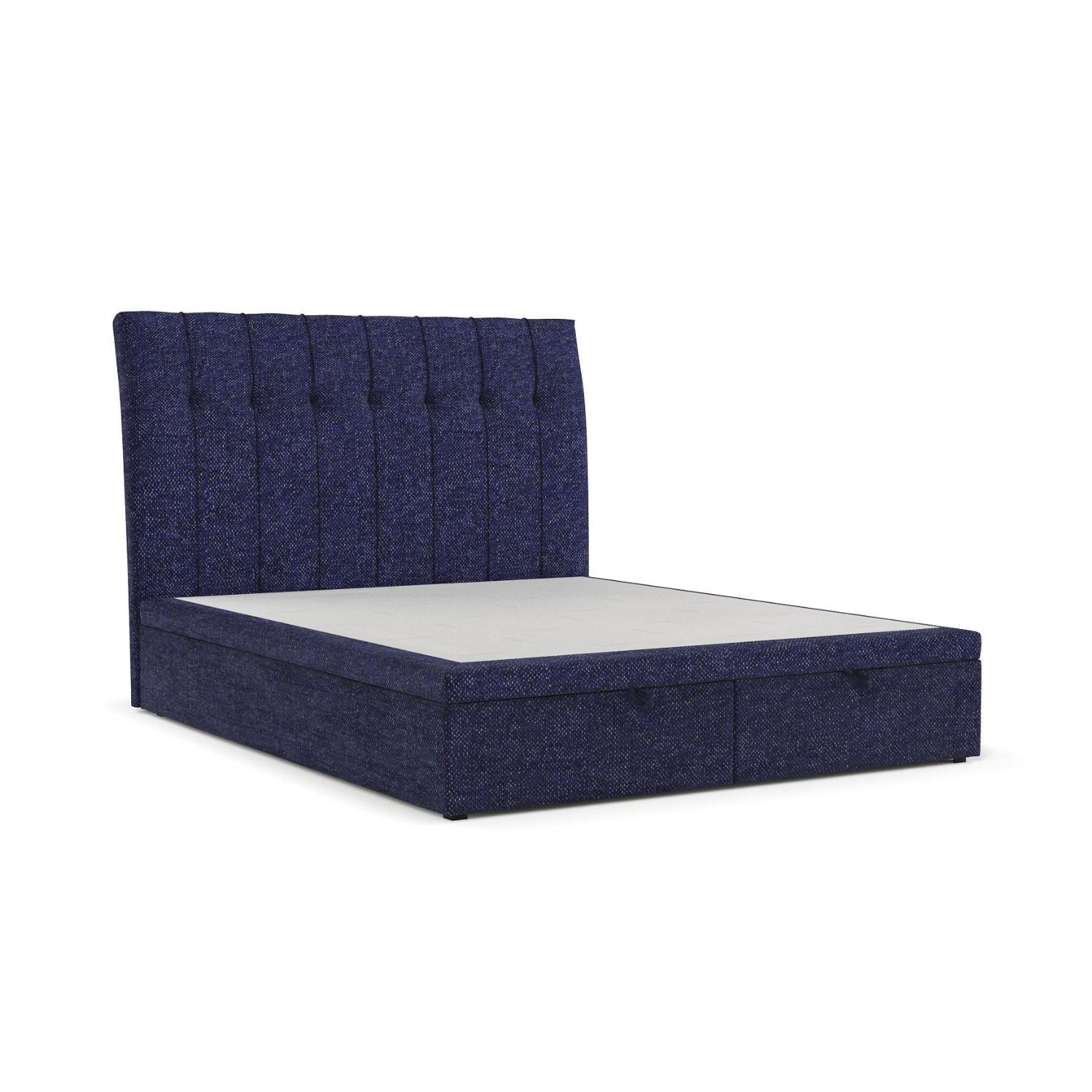 POLSTERBETT Kelsea mit Stauraum 180/200 cm Marineblau im Alta Stoff - Schwarz/Dunkelblau, Holz/Holzwerkstoff (180/200cm) - AltaBeds