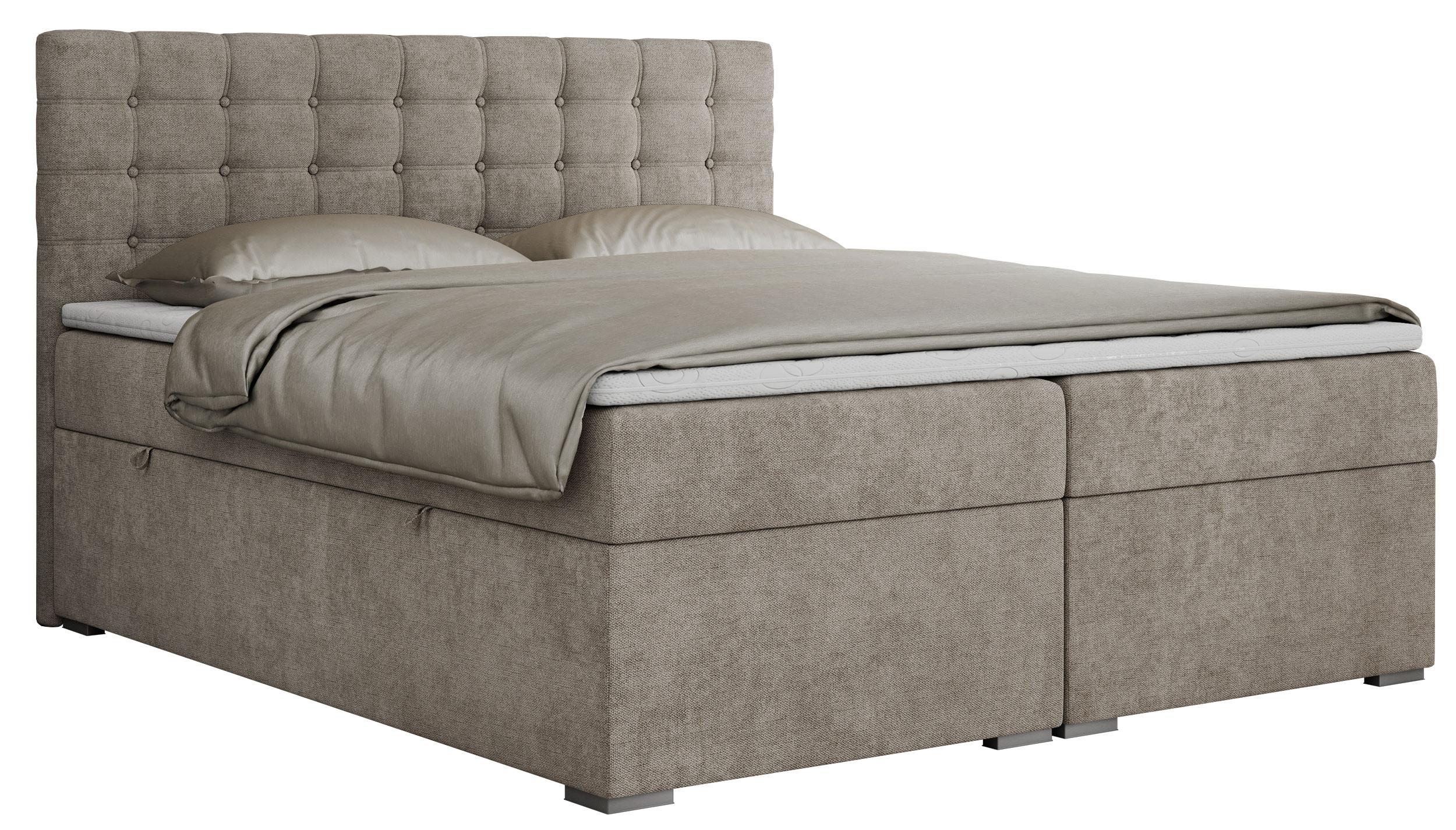 BOXBETT SUSAN 200/200 Beige Struktur - H4 - Beige, Holz/Textil (200/200cm) - MKS