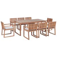 GARTENMÖBEL-SET 8-Sitzer Hellgrau zertifiziertes Akazienholz Sassari Premium - Hellbraun, Holz - Beliani