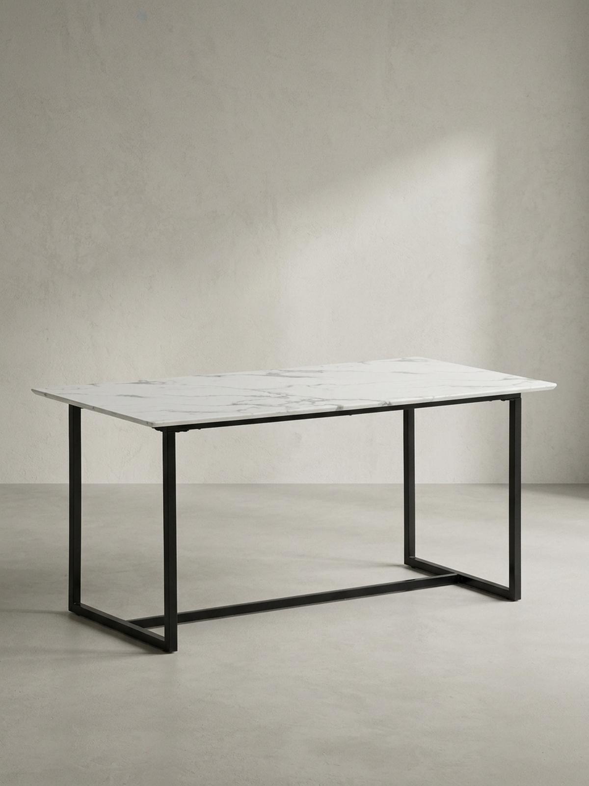 ESSTISCH Marmoroptik Metall Rechteckig Modern Klein, Weiß 120x60x76 cm - Schwarz/Weiß, Holzwerkstoff/Metall (60/120/76cm) - KADIMA DESIGN