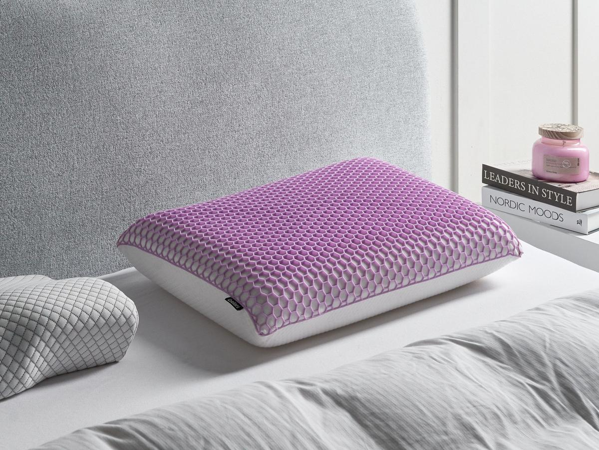 KOPFKISSEN Violett 54/37 cm Athos - Violett/Weiß, Textil (54/37cm) - Beliani