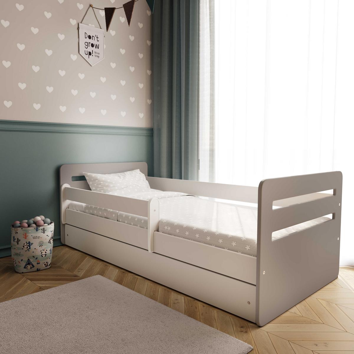 KINDERBETT Tomi MIX mit Schublade ohne Matratze Grau 90/65/144 - Grau, Holzwerkstoff (80/140cm) - RAUMHIRSCH FURNITURE