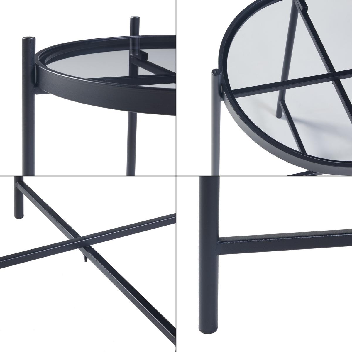 BEISTELLTISCH Lier - Schwarz, Glas/Metall (41.5/41.5/46cm) - [en.casa]