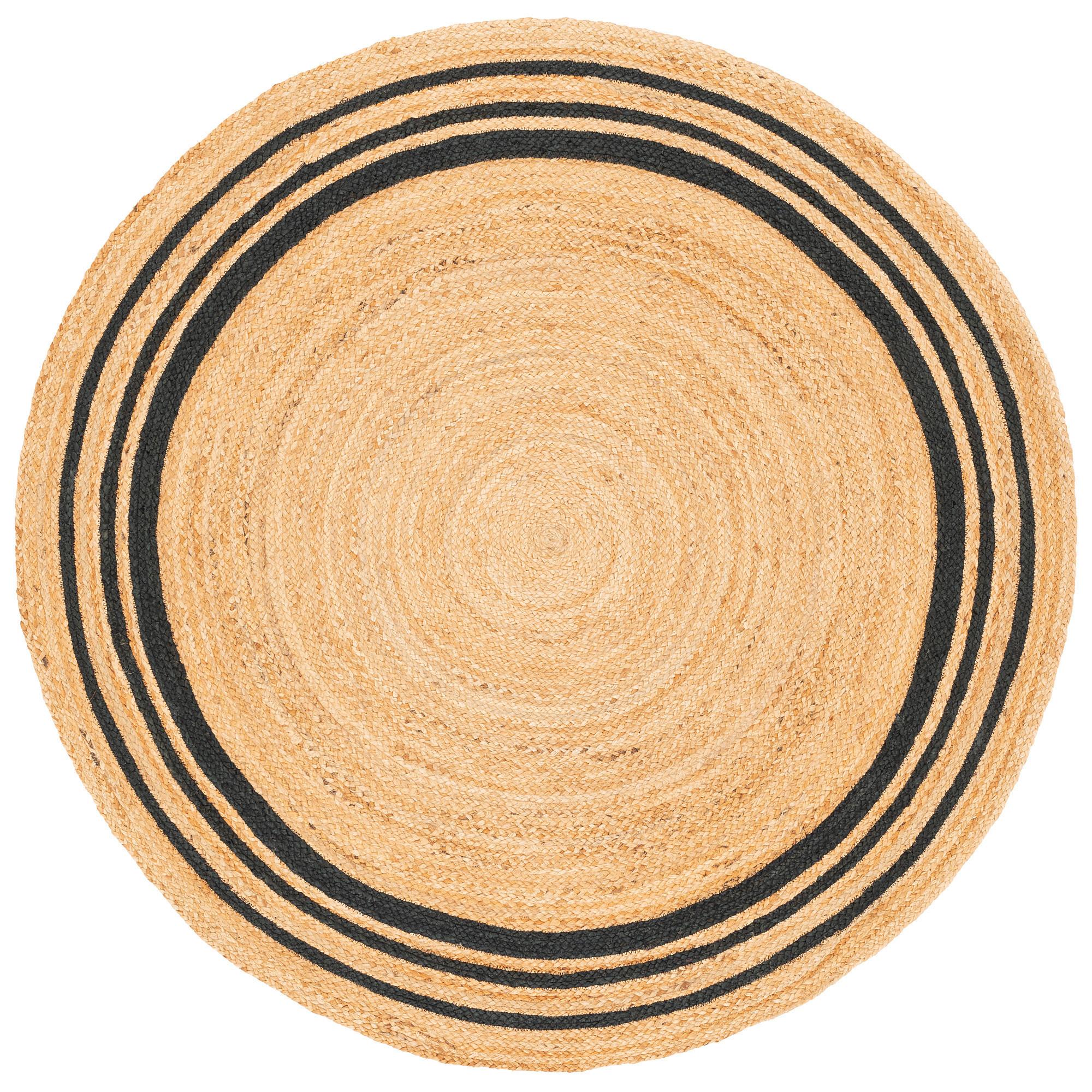 NATURFASER TEPPICH JUTE SALSA STREIFEN RUND - Anthrazit, Textil (200/200cm) - Pergamon