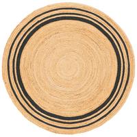 NATURFASER TEPPICH JUTE SALSA STREIFEN RUND - Anthrazit, Textil (200/200cm) - Pergamon