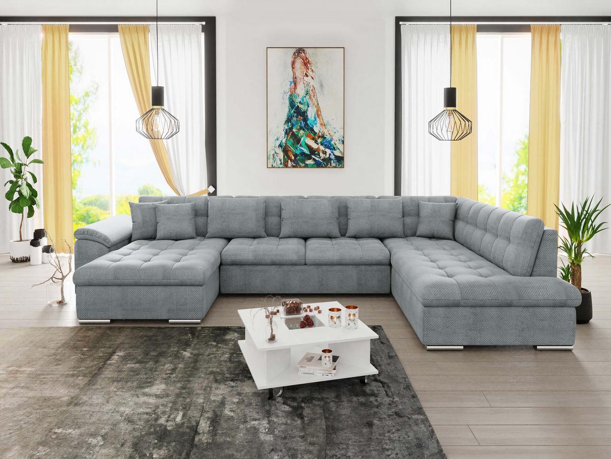 WOHNLANDSCHAFT Niko Bis, Seite: Links - Chromfarben, Holz/Textil (348/76/205cm) - MIRJAN24