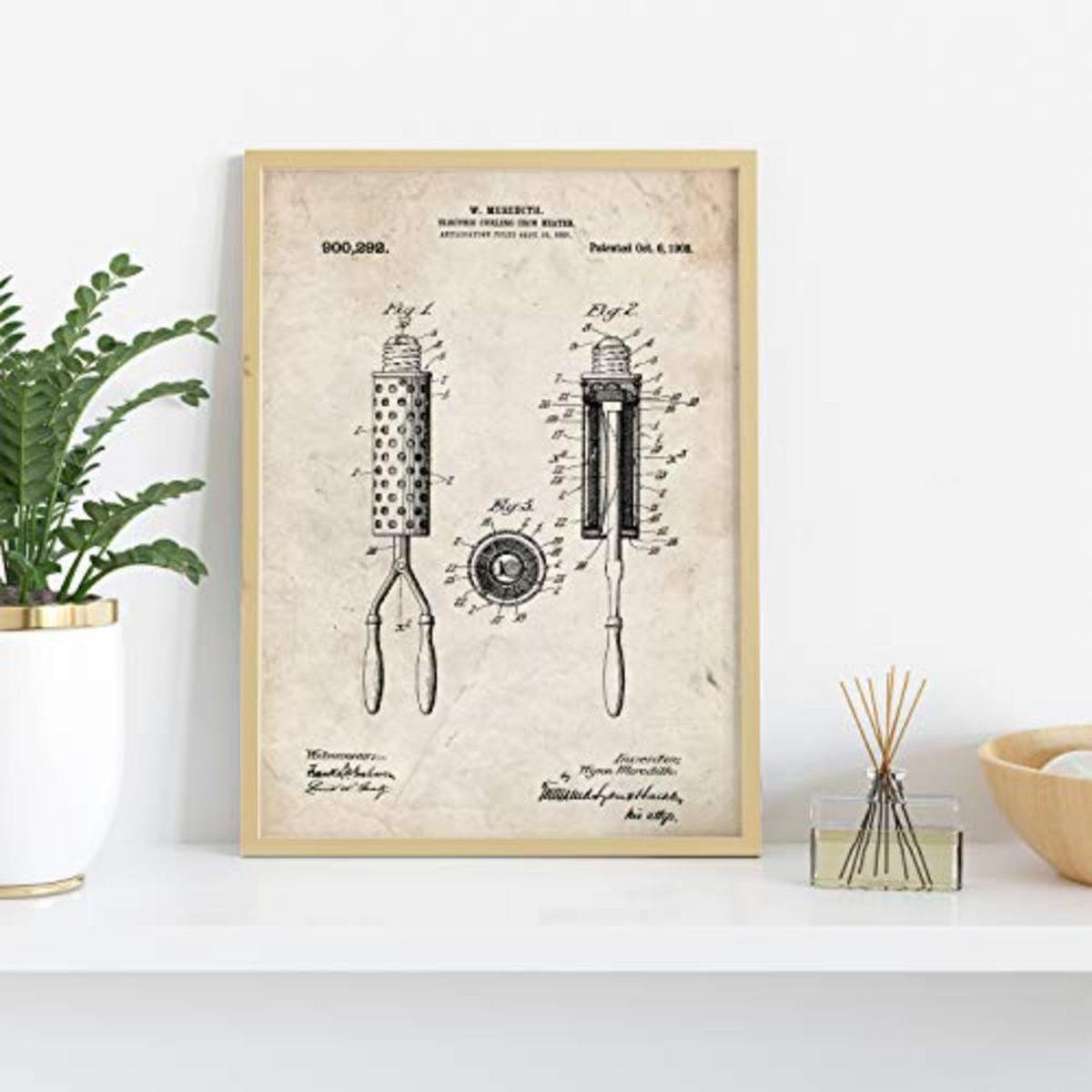POSTER Set mit 4 Jahrgang Friseurläden Patent A4 Schwarzer Rahmen - Schwarz, Papier (29.7/3cm) - Nacnic