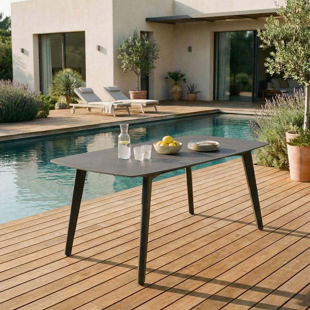 GARTENTISCH MEZA anthrazit - Anthrazit, Metall (90/180/75cm) - IDIMEX
