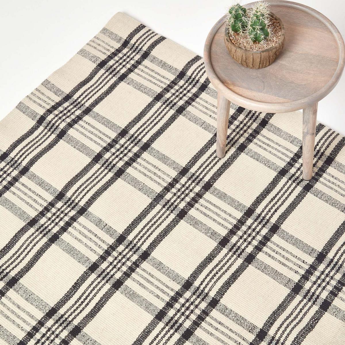 HANDWEBTEPPICH Logan kariert 150/240 cm - Schwarz, Textil (150/240cm) - Homescapes