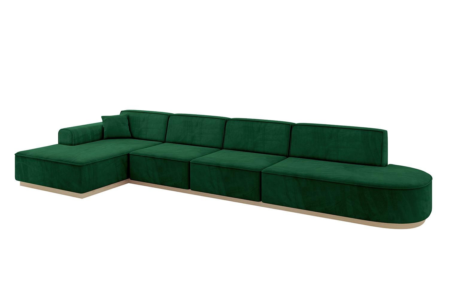 ECKSOFA Ottomane Links IREA-L3 - 413x171x83 cm Grün - Grün, Holzwerkstoff/Textil (413/171cm) - ALTDECOR