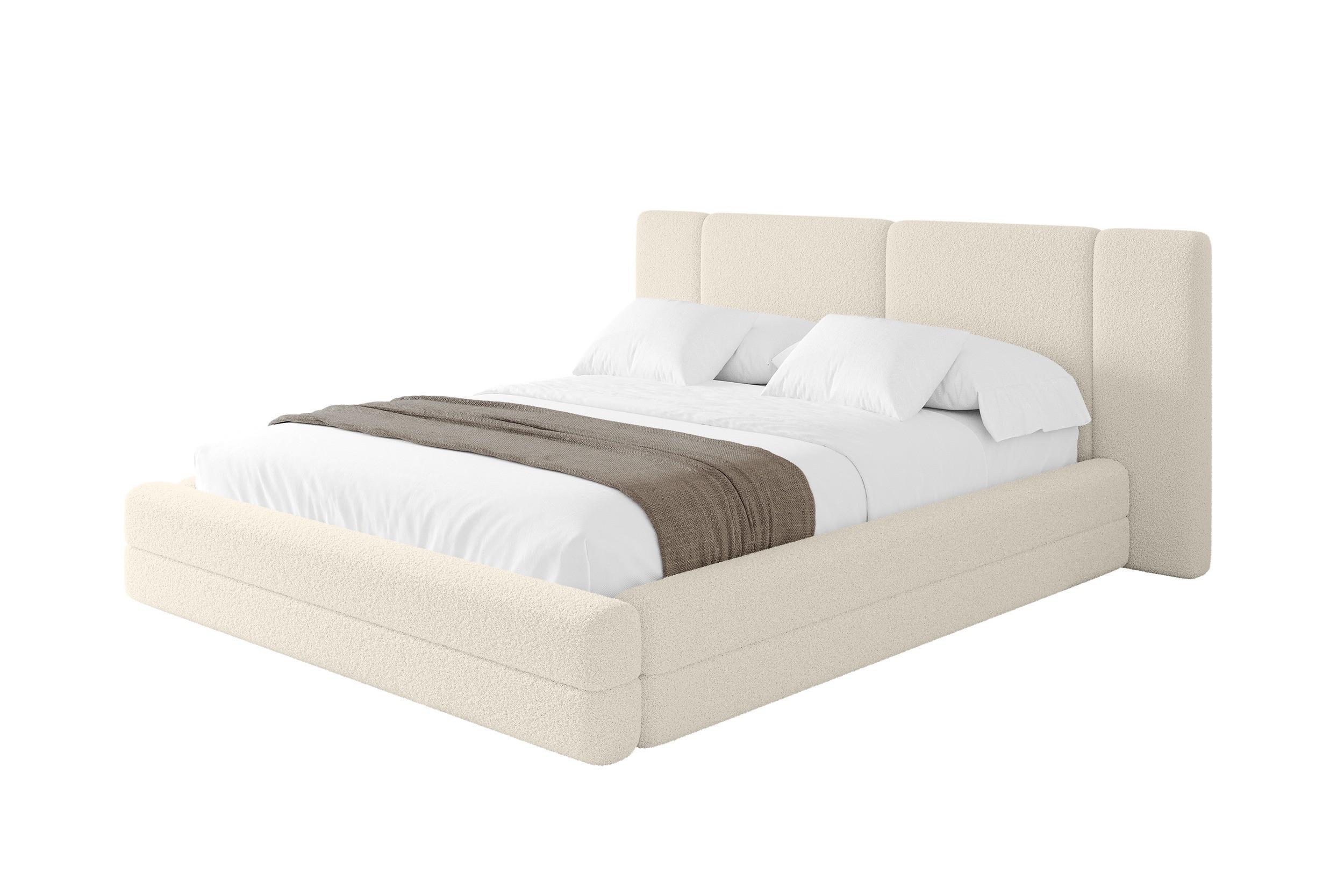 POLSTERBETT mit Bettkasten und Lattenrost, Boxbett ohne Matratze - TEVO 140x200 Beige - Champagner, Holzwerkstoff/Textil (140/200cm) - ALTDECOR