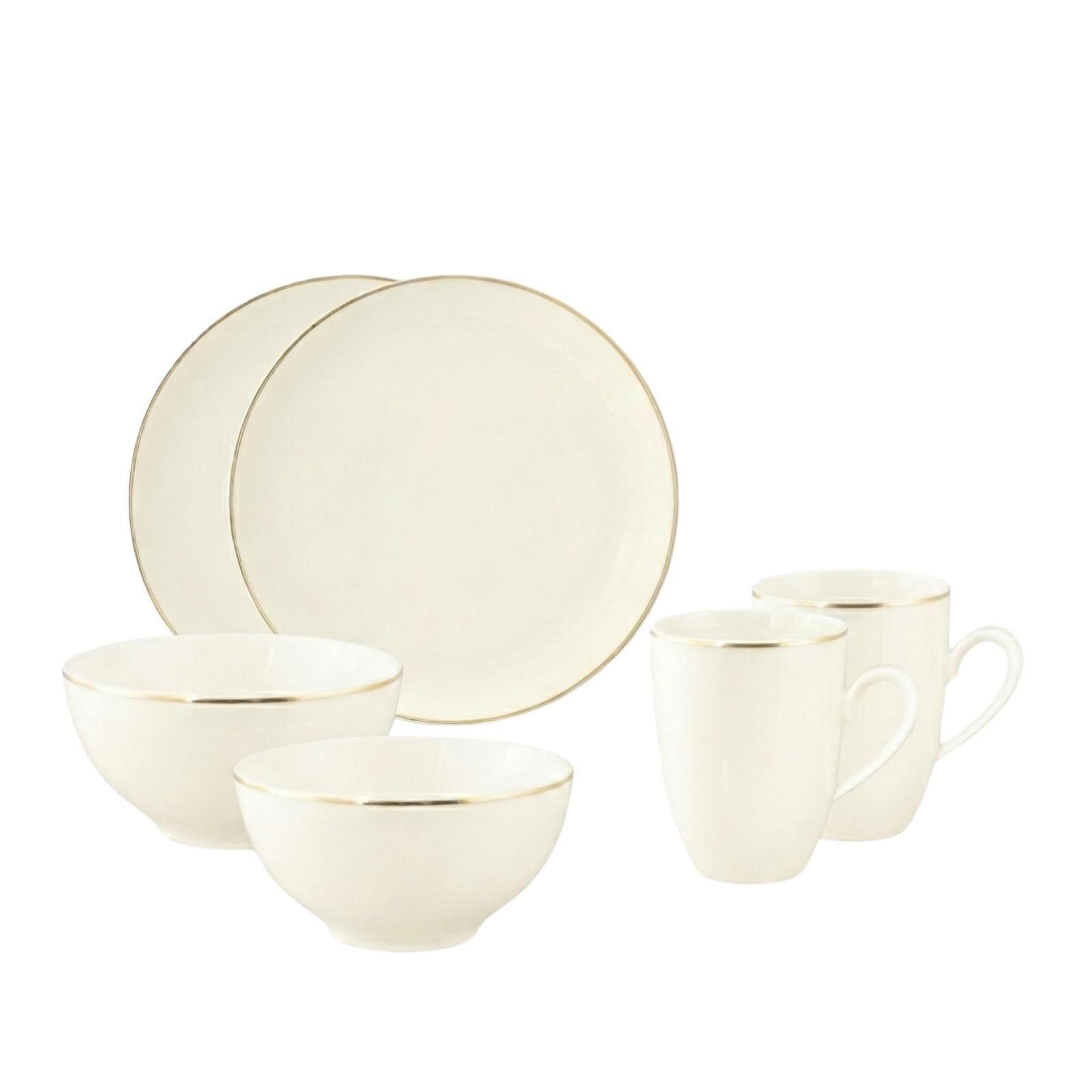 FRÜHSTÜCKS-SET Savona Goldlinie creme 6-tlg. - Creme, Keramik (2/2/2cm) - Seltmann Weiden