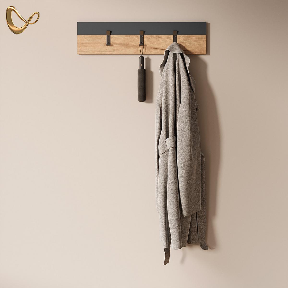 WANDGARDEROBE Ortello Anthrazit/Goldkraft Eiche 60 x 15 cm - Honigeiche/Anthrazit, Holzwerkstoff (60/15/1.6cm) - Livinity®