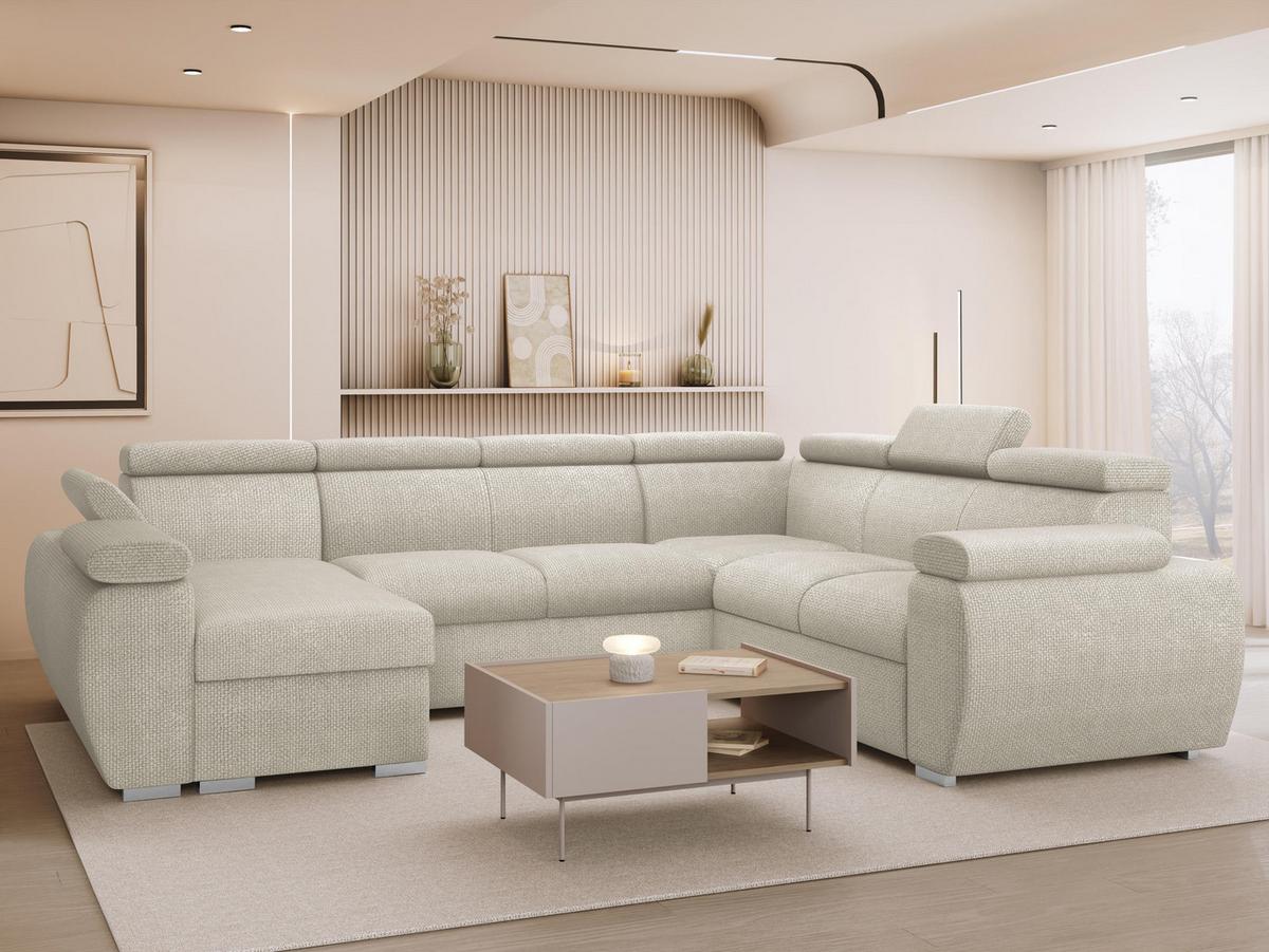 WOHNLANDSCHAFT Boston U, Seite: Links - LC+2P+R+2R - Chromfarben/Mokka, Holz/Textil (325/98/260cm) - MIRJAN24