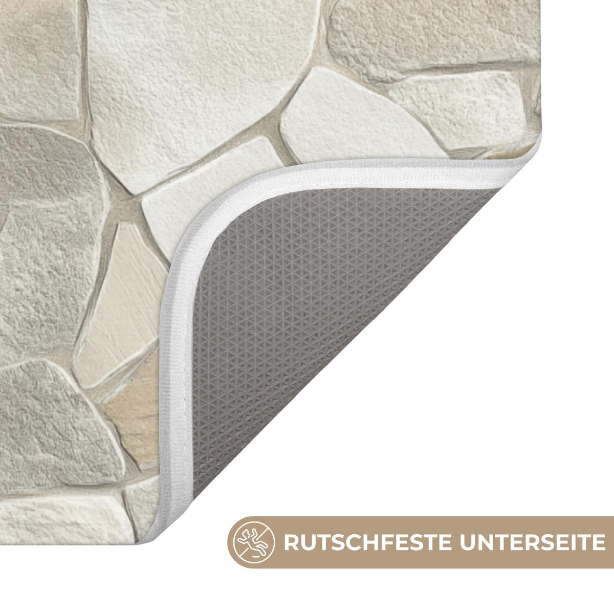 BADEMATTE Mosaik - Steine - Beige 60x120 cm - Beige/Creme, Textil (60/120cm) - OnlyWow