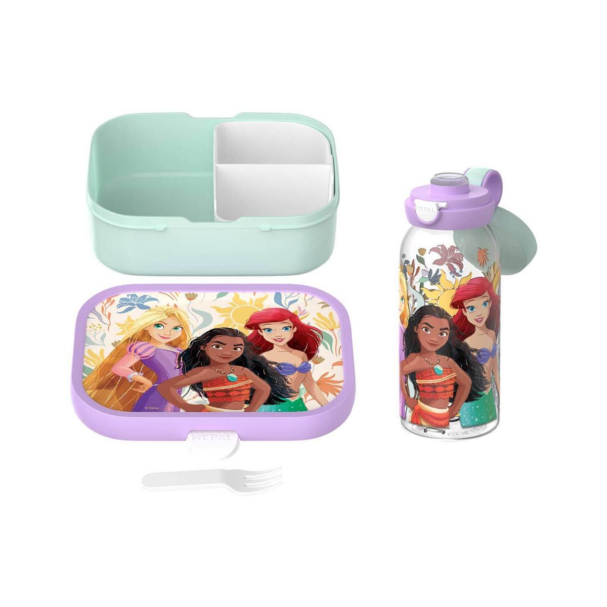 LUNCHSET (FLASCHE MIT KLAPPDECKEL) Campus Princess Power 600 ml + 750 ml 2-tlg. - Violett/Mintgrün, Kunststoff (10.8/21.8/21.8cm) - Mepal