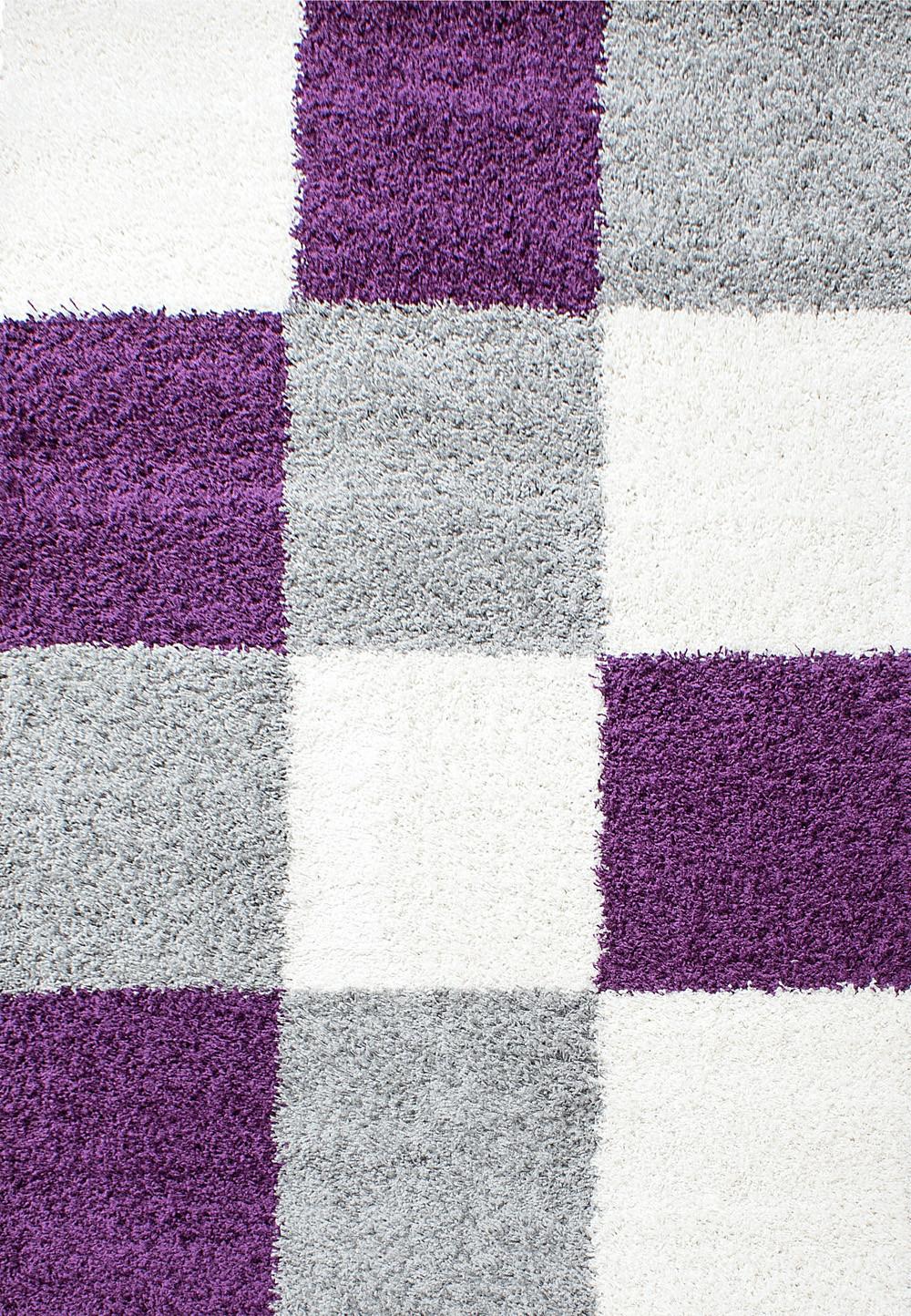 HOCHFLORTEPPICH RHEIN, kariert, Violett, 200 x 290 cm - Lila, Textil (290/200cm) - KADIMA DESIGN