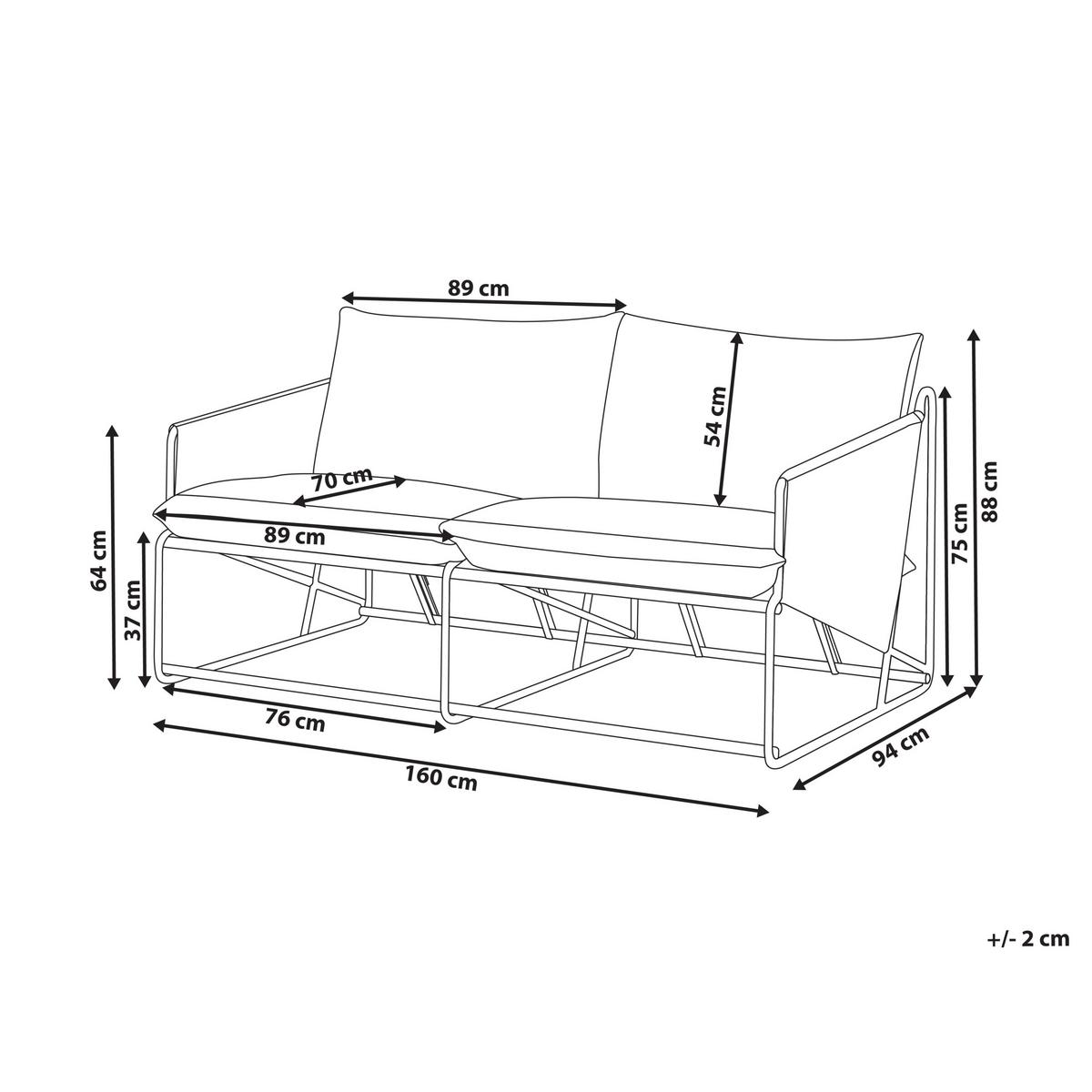 GARTENSOFA 2-Sitzer Metall Grau Ponte - Dunkelgrau, Metall (160/88/94cm) - Beliani