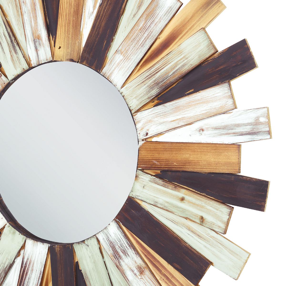 WANDSPIEGEL Tannenholz mehrfarbig Sonnenform 75 cm Tampico - Hellbraun/Multicolor, Holz (75/75/2cm) - Beliani