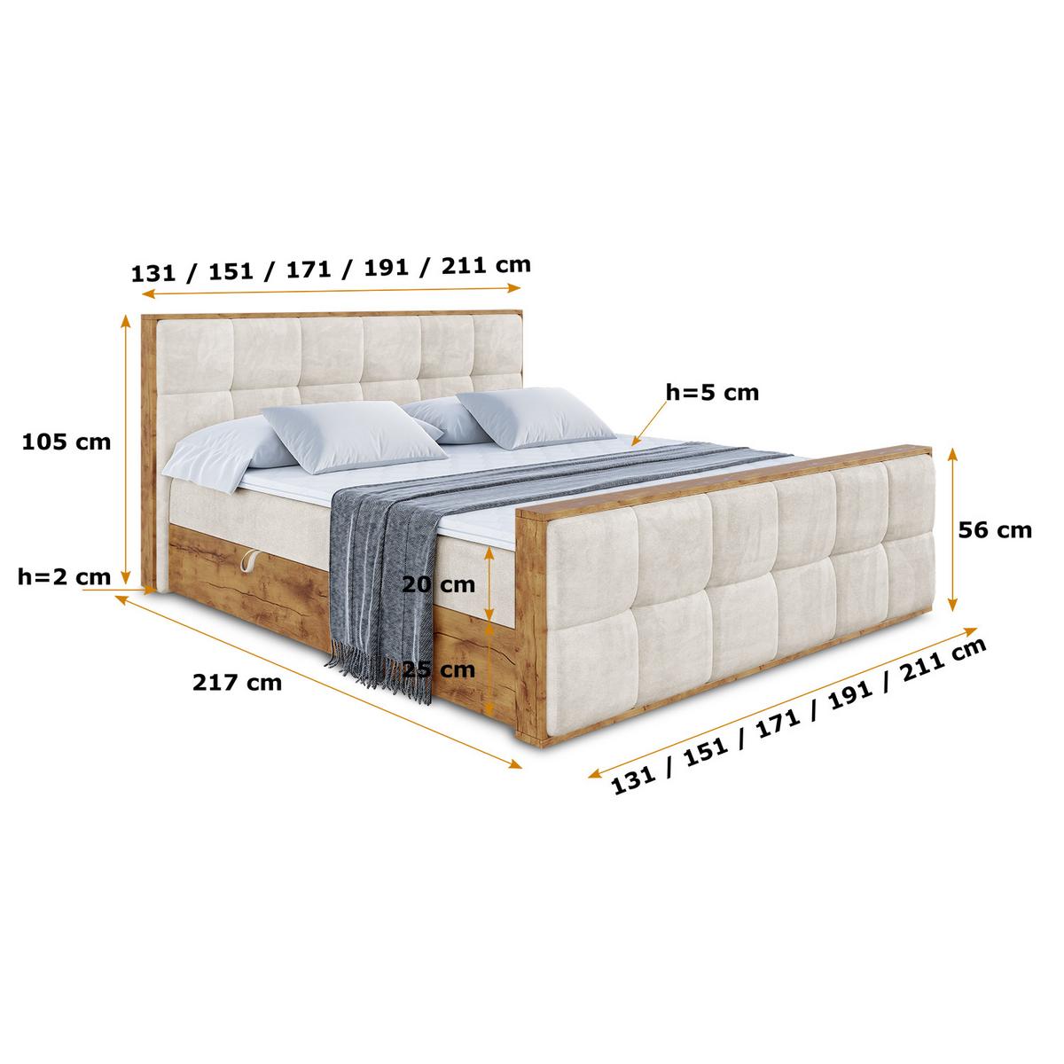 BOXBETT mit Matratze H3 und Lattenrost - LOLLI7-Z - 180x200 - Beige Casablanca - Beige, Holzwerkstoff (180/200cm) - ALTDECOR