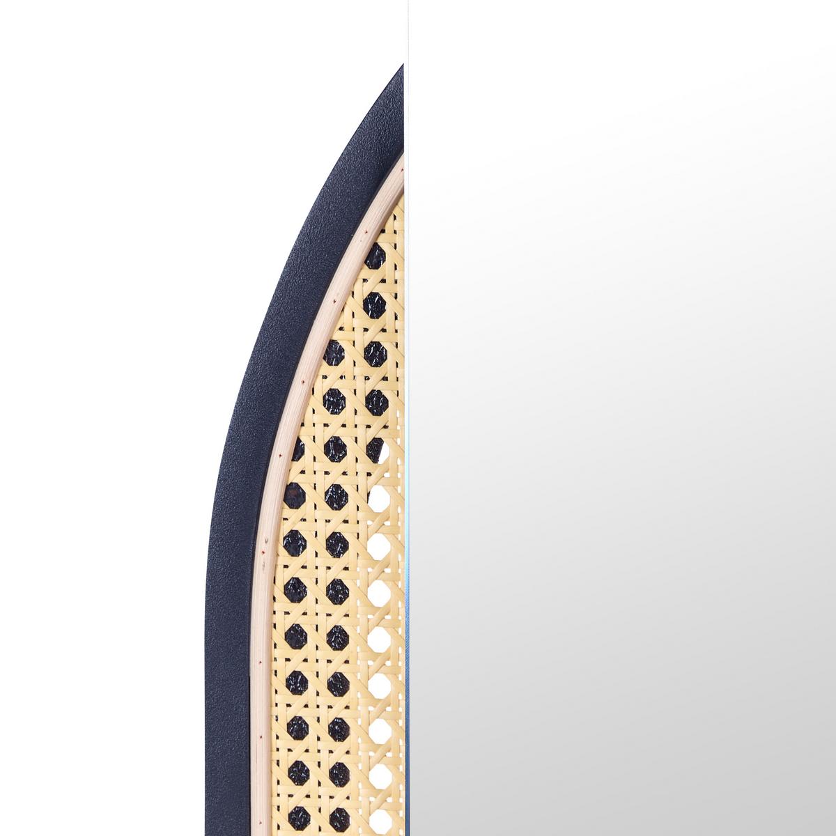 WANDSPIEGEL Rattan naturfarben/schwarz oval 53/143 cm Nevers - Schwarz/Naturfarben, Kunststoff (53/143/5cm) - Beliani