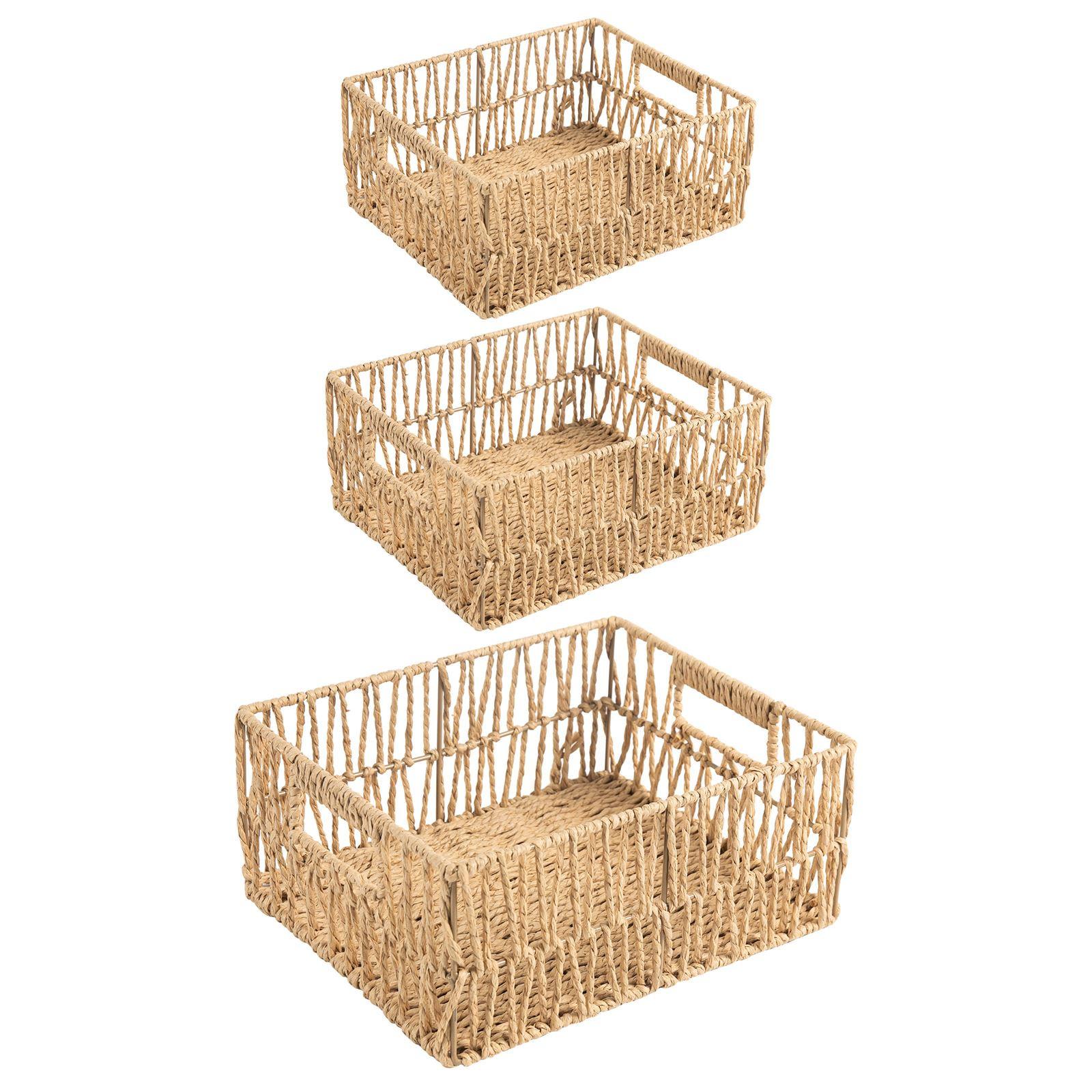 AUFBEWAHRUNGSKÖRBE ENIN 3er Set natur - Naturfarben, Holz (34/13/28cm) - IDIMEX