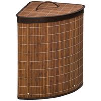 WÄSCHEKORB 55L Wäschesammler Wäschebox mit Deckel, Griff, Bambus, Braun - Braun, Naturmaterialien (38/57/38cm) - HOMCOM