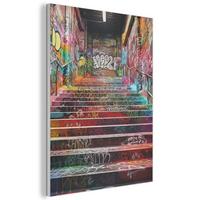 AKUSTIKBILD Treppe - Graffiti - Farben - Kunst Kunstdruck Schlafzimmer 50x70 cm - Multicolor, Kunststoff (50/70/0.9cm) - MuchoWow