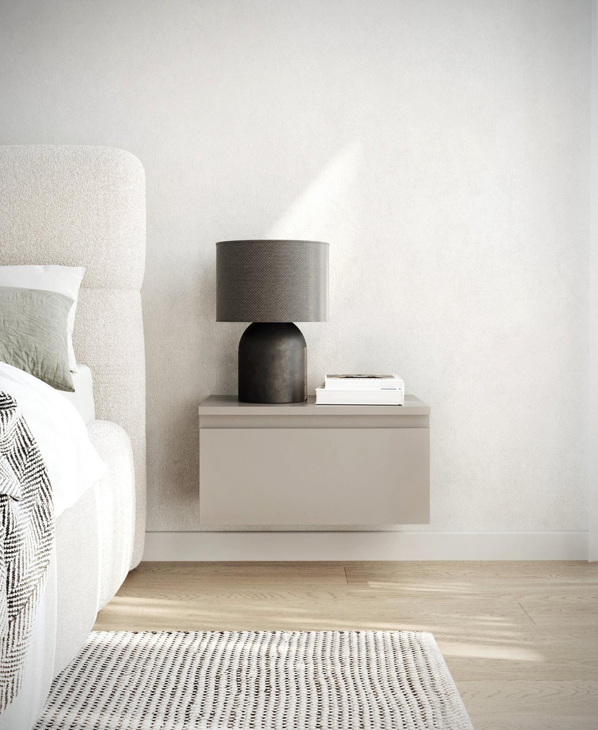 WANDNACHTTISCH Bemmi Greige 49 cm - Kaschmir, Holzwerkstoff (48.4/25.4/31.8cm) - Selsey