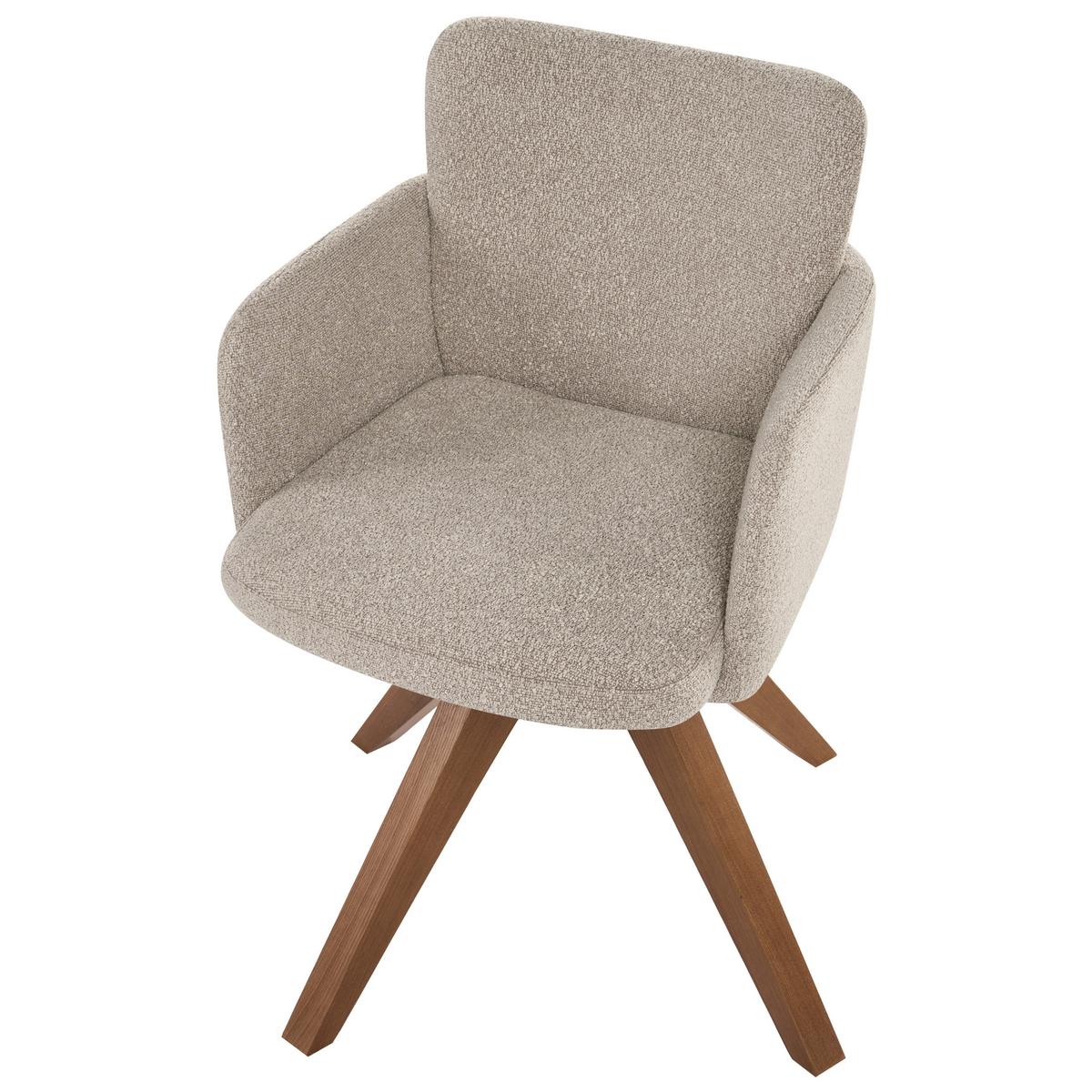 ESSZIMMERSTUHL 2er Set drehbar Bouclé Beige Evelyn - Beige/Braun, Holz/Textil (64/80/64cm) - Beliani