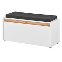 GARDEROBENBANK weiß, Eiche Wotan 100 cm, Schuhbank mit Sitzkissen - Eiche Wotan/Silberfarben, Holzwerkstoff/Kunststoff (100/45/40cm) - Furn.Design