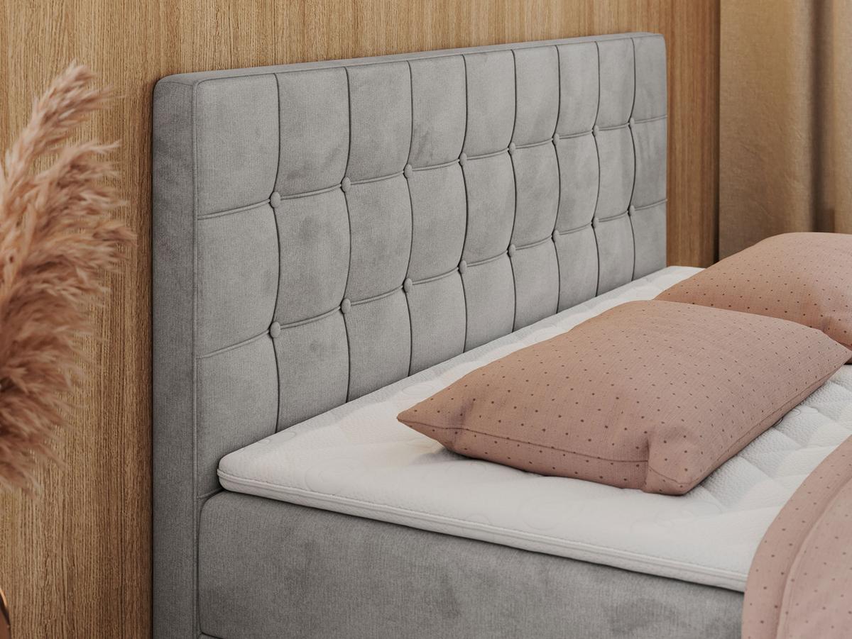 BOXBETT CARMEN 140/200 Hellgrau Velvet - H4 - Hellgrau, Holz/Textil (140/200cm) - MKS