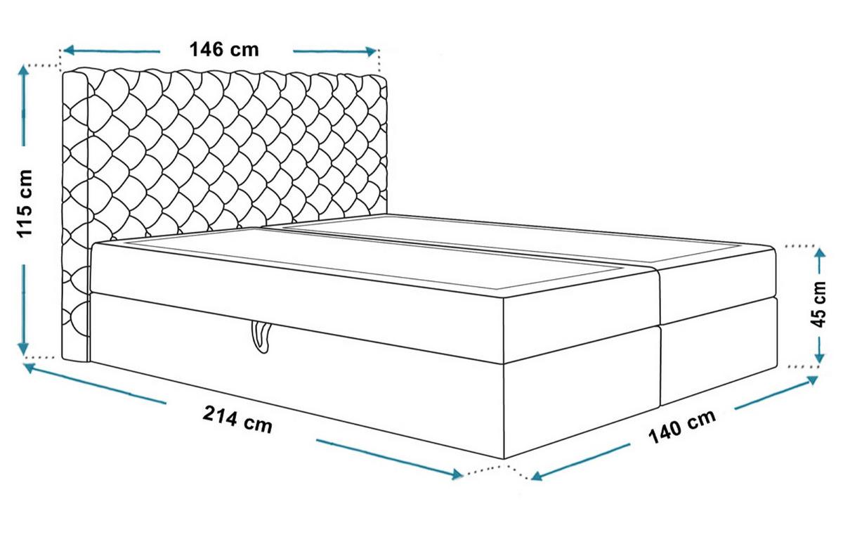 BOXBETT MIAMI mit 2 Bettkästen, 140x200, Farbe: Grün, Velourstoff, Doppelbett mit Bonell-Matratze - Grün, Holz/Kunststoff (140/200cm) - Alpi-Möbel