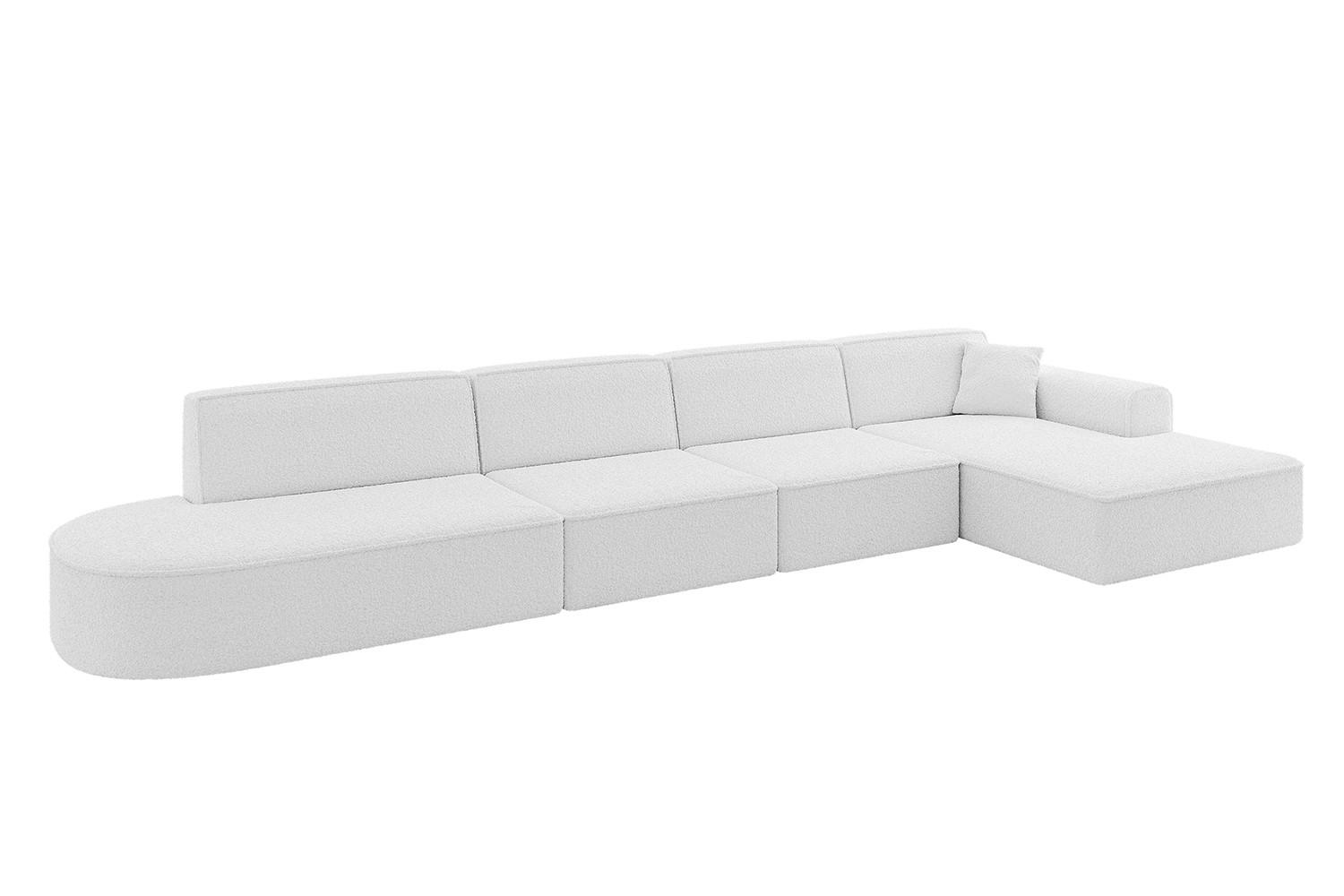ECKSOFA Ottomane Rechts IREA-L3-v3 - 412x165x77 cm Weiß - Weiß, Holzwerkstoff/Textil (412/165cm) - ALTDECOR