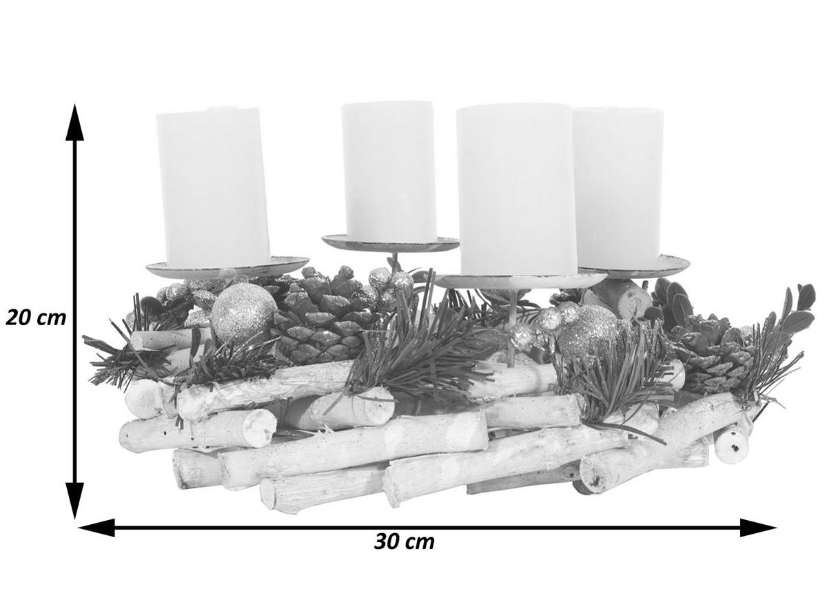 ADVENTSKRANZ MIT KERZEN Weiß - Weiß, Holz (20cm) - MCW