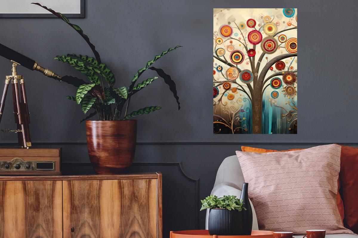 WANDTATTOO Baum - Baum des Lebens - Farbe Wandbild 40x60 cm - Braun, Kunststoff (40/60/0.1cm) - MuchoWow