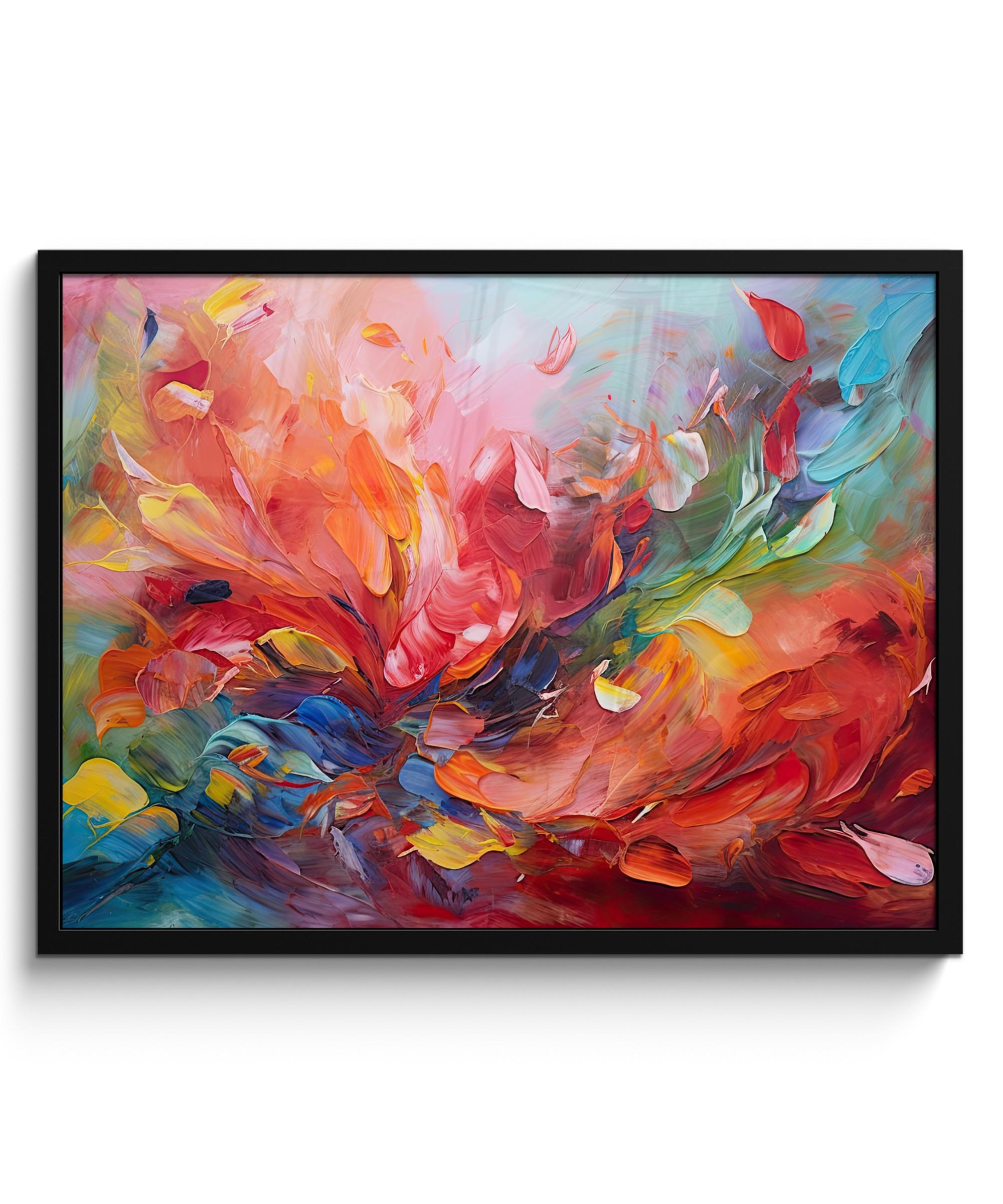 POSTER MIT RAHMEN Ölgemälde - Kunst - Abstrakt - Farbenfroh 80x60 cm - Altrosa, Papier (80/60cm) - MuchoWow