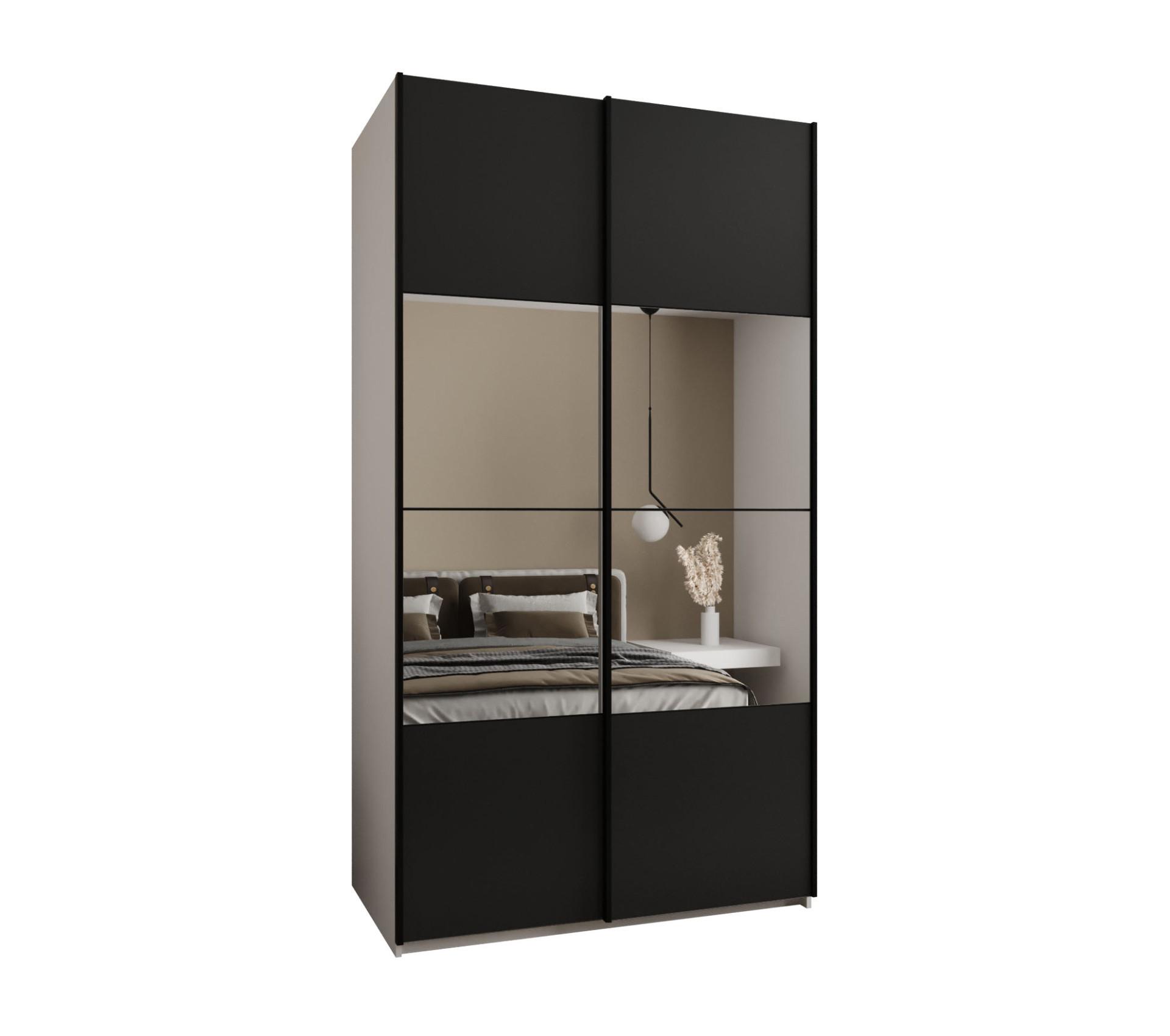 SCHWEBETÜRENSCHRANK 245,5/140/64 2-türig - Schwarz/Weiß, Holz/Metall (140/245/64cm) - Abiks Möbel
