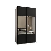 SCHWEBETÜRENSCHRANK 245,5/140/64 2-türig - Schwarz/Weiß, Holz/Metall (140/245/64cm) - Abiks Möbel